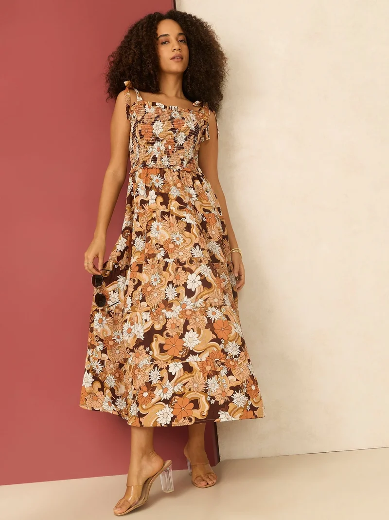 Multi Fit & Flare Tied Dress